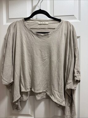 Free People We The Free Relaxed CC  Tee in Light Taupe